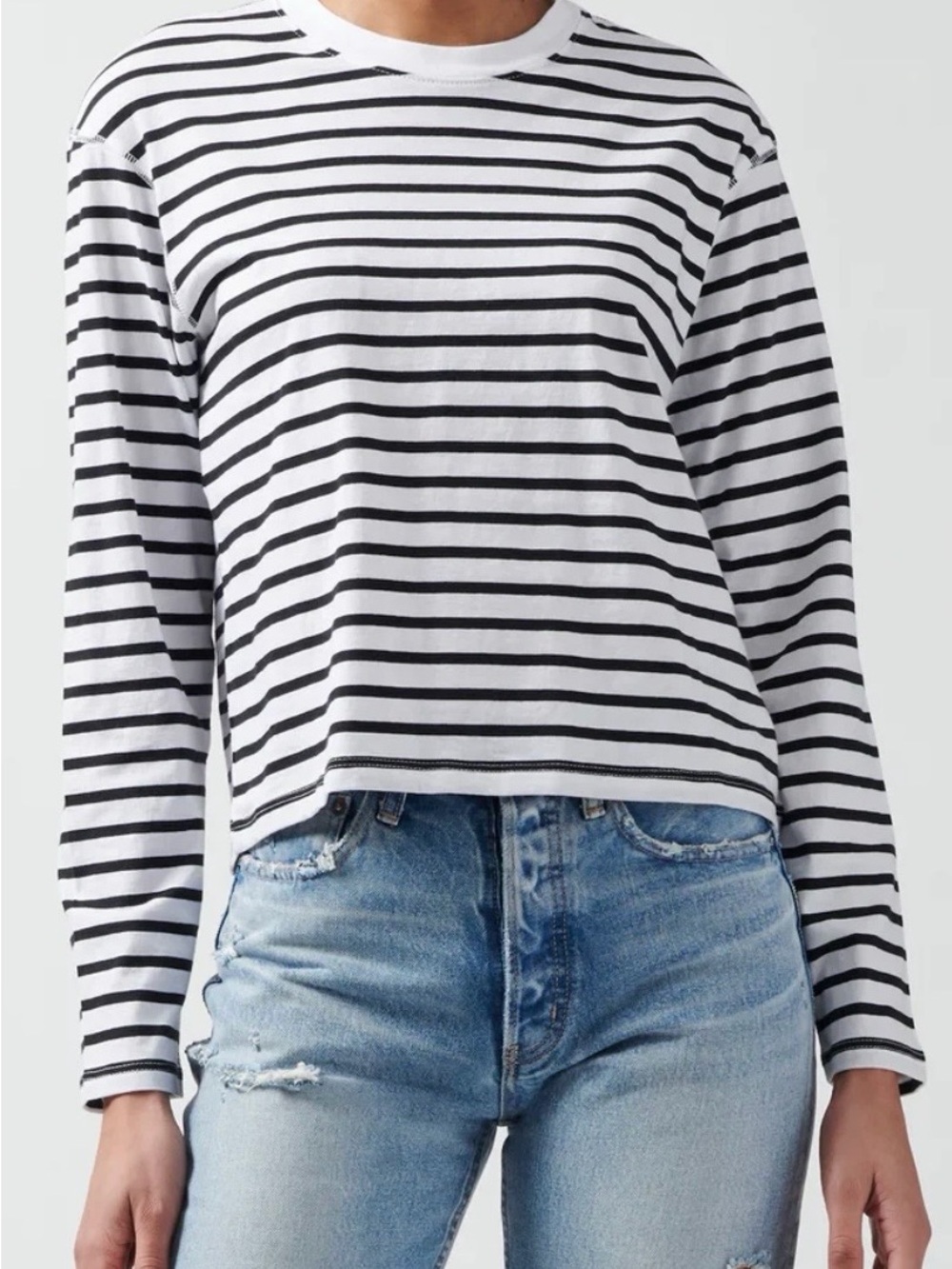 ATM Anthony Thomas Melillo  White/navy Striped Long-Sleeve Tee